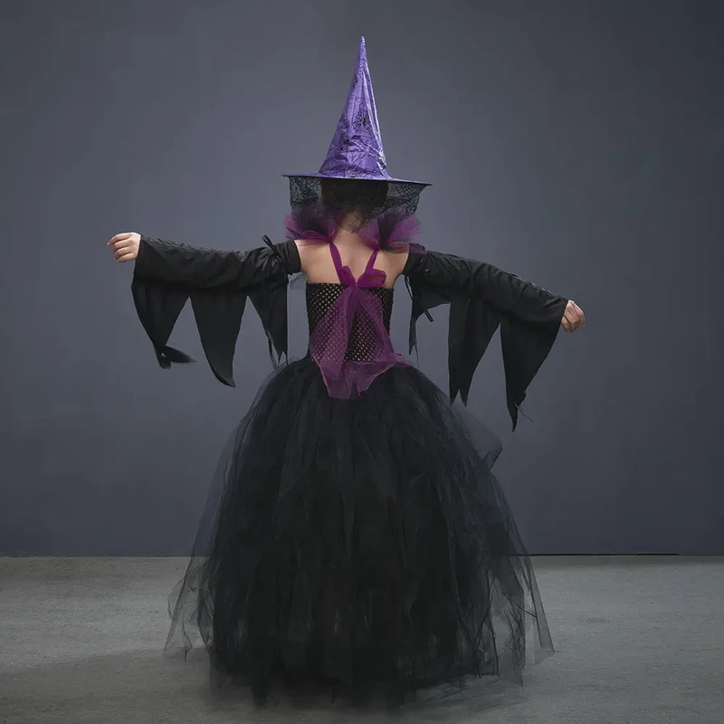 Halloween Runway Show Black and Purple Witch Costume for Girls  (8)