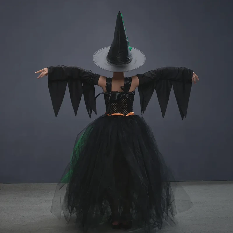 Halloween Runway Show Black and Purple Witch Costume for Girls  (14)