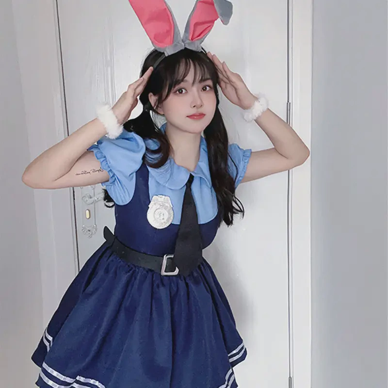 Anime Character Bunny Ears Blue Suspender Dress