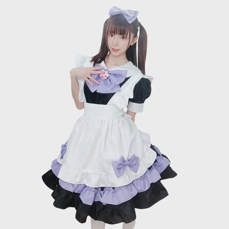 Anime Purple Bow Maid Costume