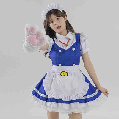 Anime Character Blue-White-Yellow Label Maid Outfit