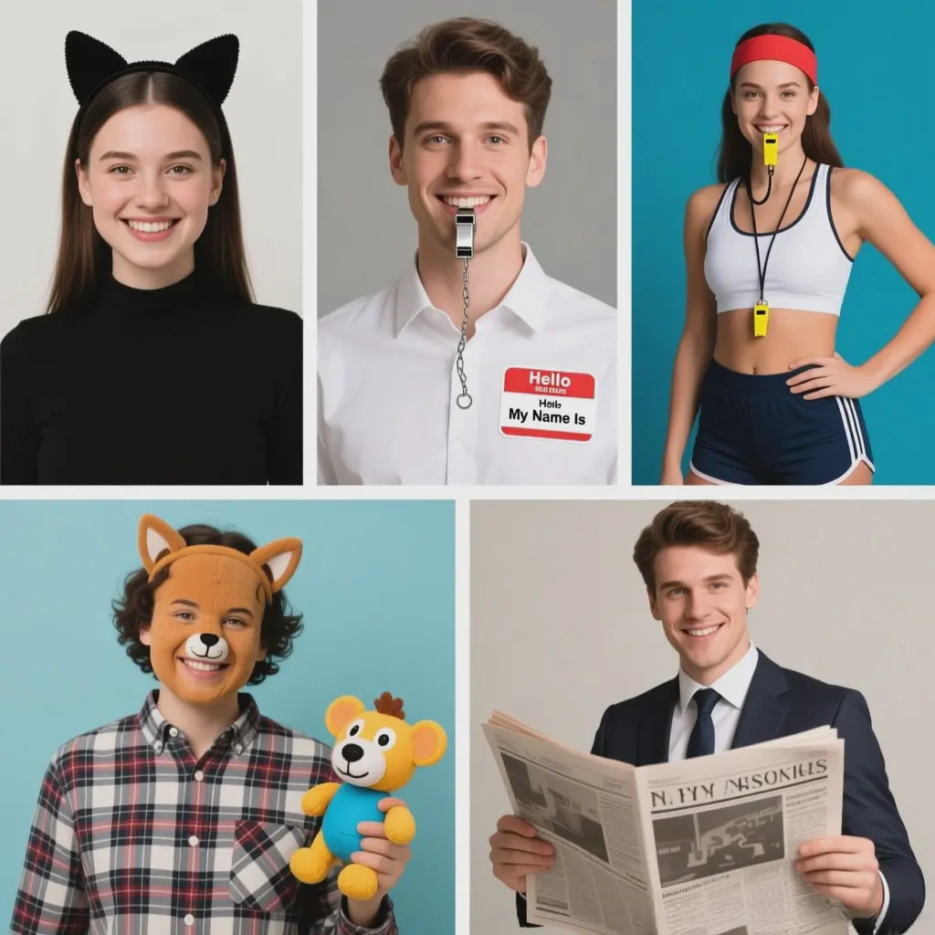 Collage of 5 easy DIY last-minute costume ideas