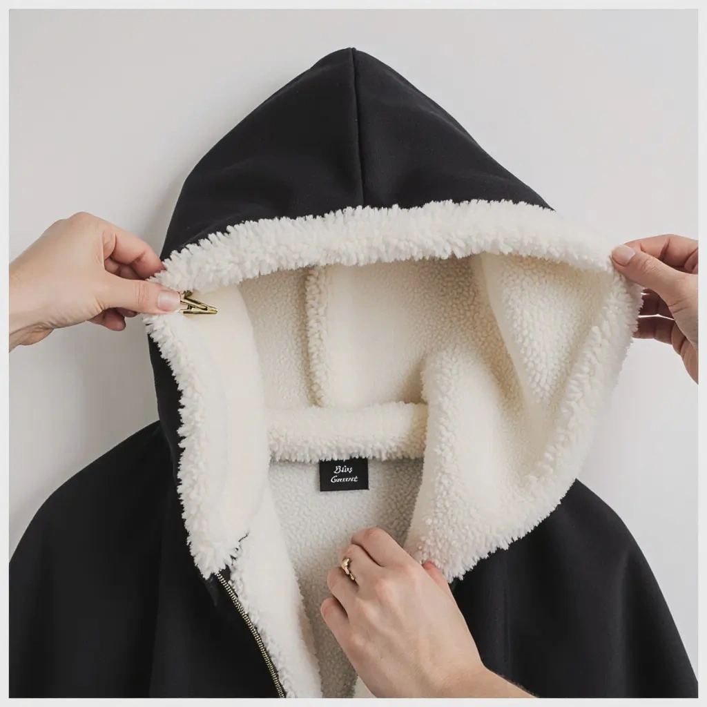 DIY costume modification adding fleece lining to a cape for extra warmth