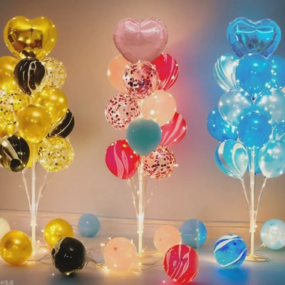 Floating Balloons on Ground-Mounted Illuminated Poles