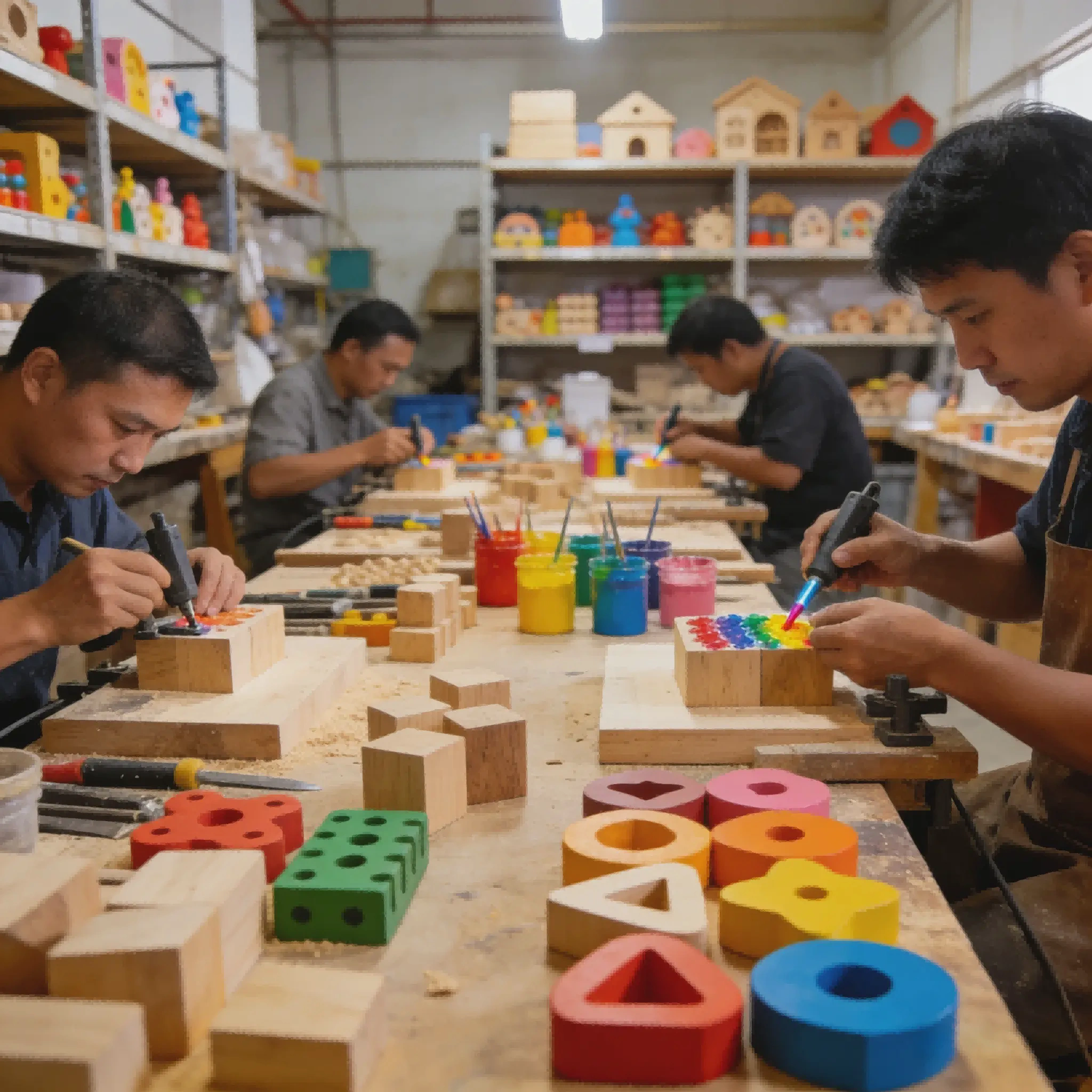 Wooden sensory toy manufacturing process at our factory
