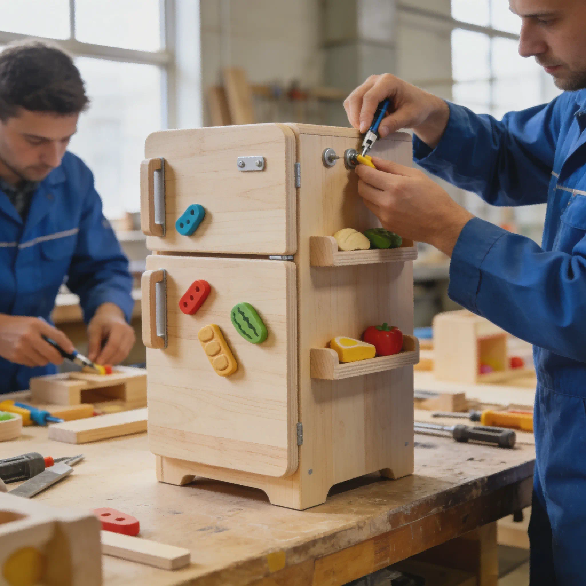 Wooden play refrigerator manufacturing for pretend play