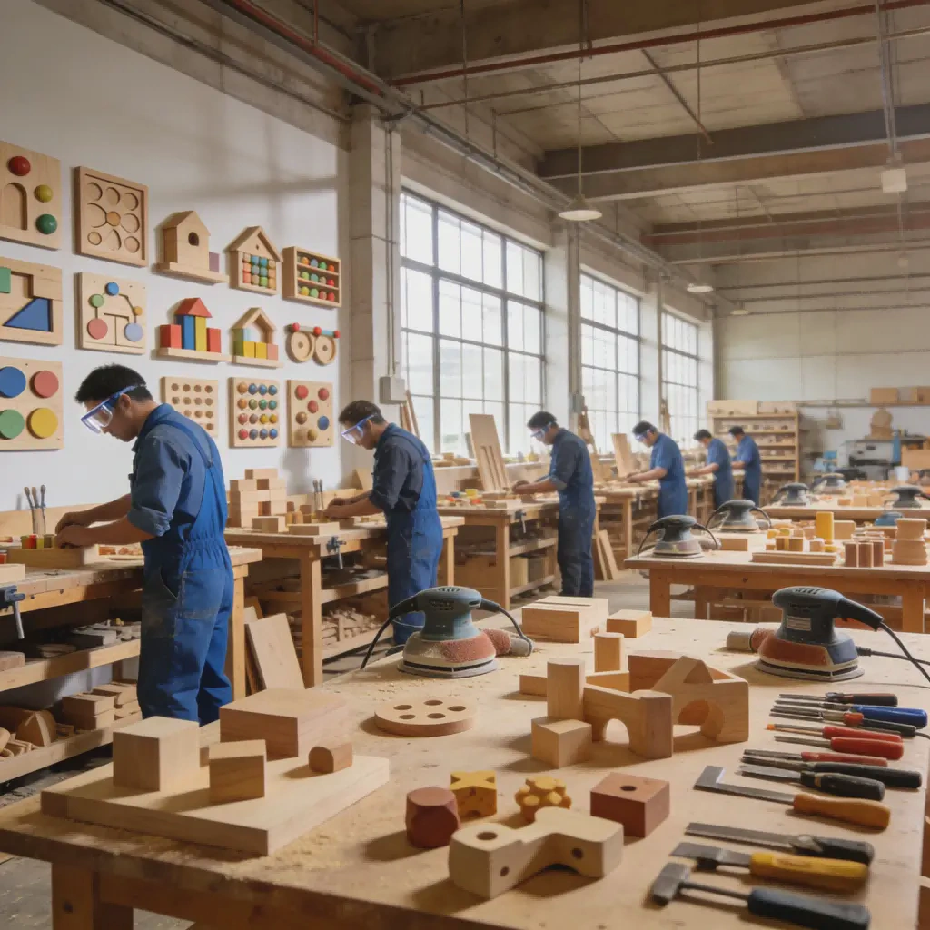 Montessori wooden toy manufacturing at our factory