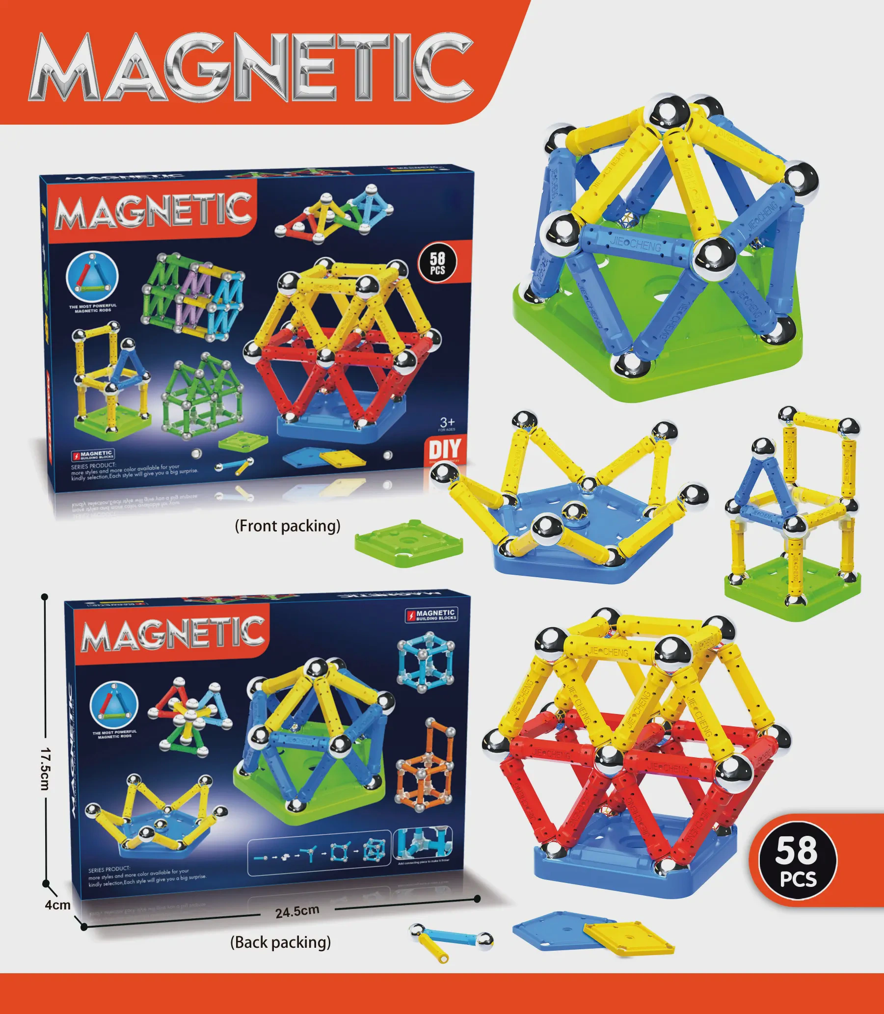 Hot Sale Kids Magnetic Building Sticks Toy Set 3D Magnetic Building Tiles Block