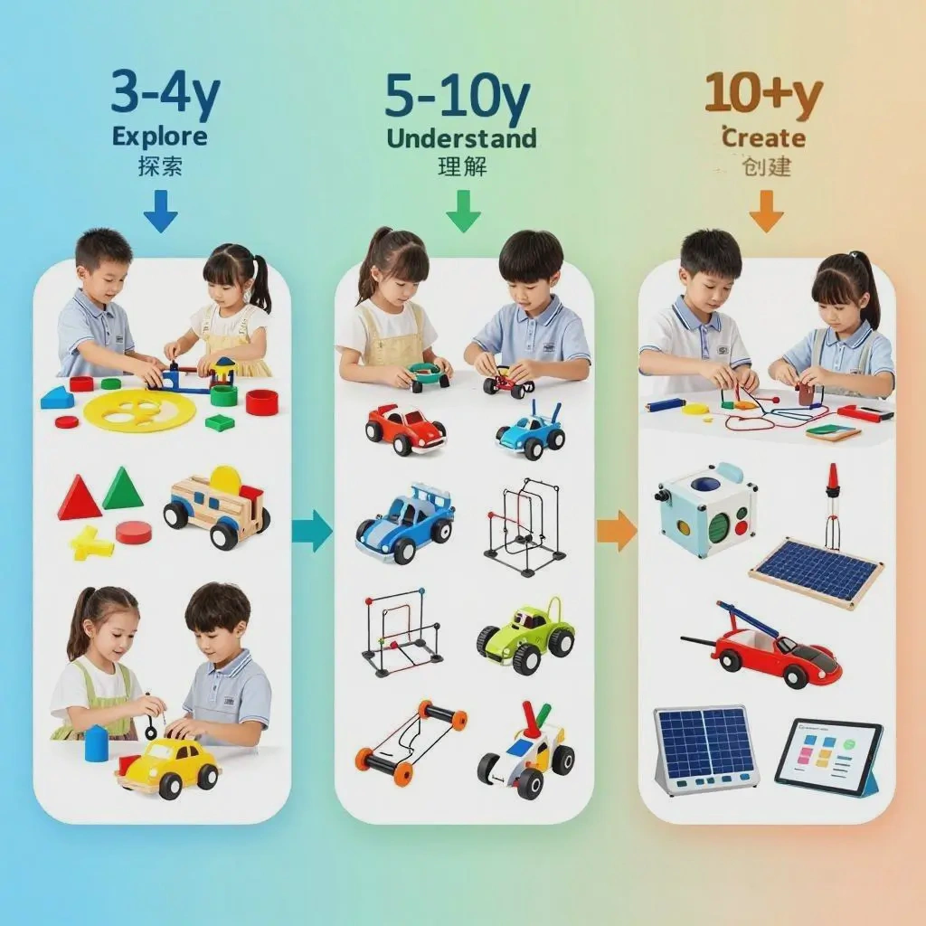 3-4y Explore → 5-10y Understand → 10+y Create(1)