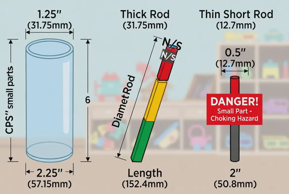 rod length diameter ratio choking hazard