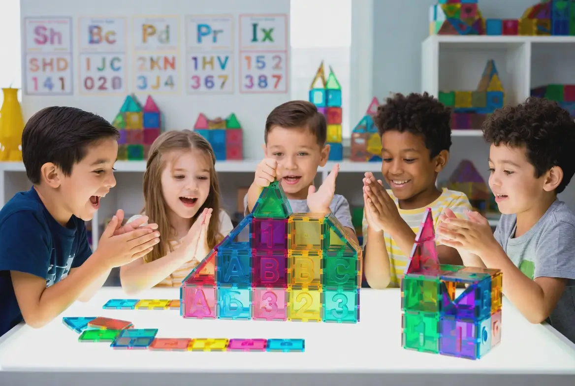 magnetic bricks with letters and numbers