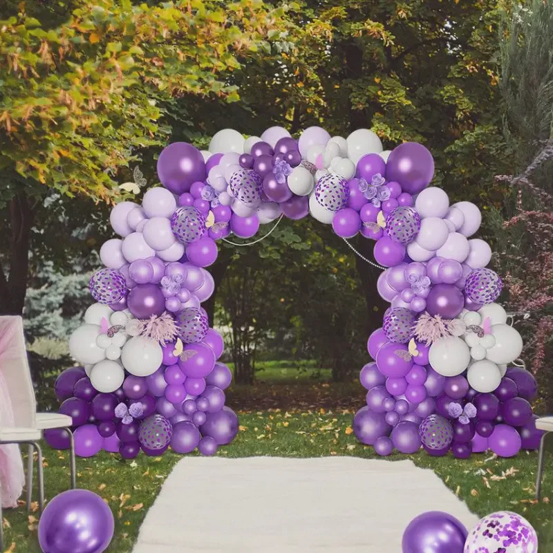 Lavender Purple White Balloon Arch Decor