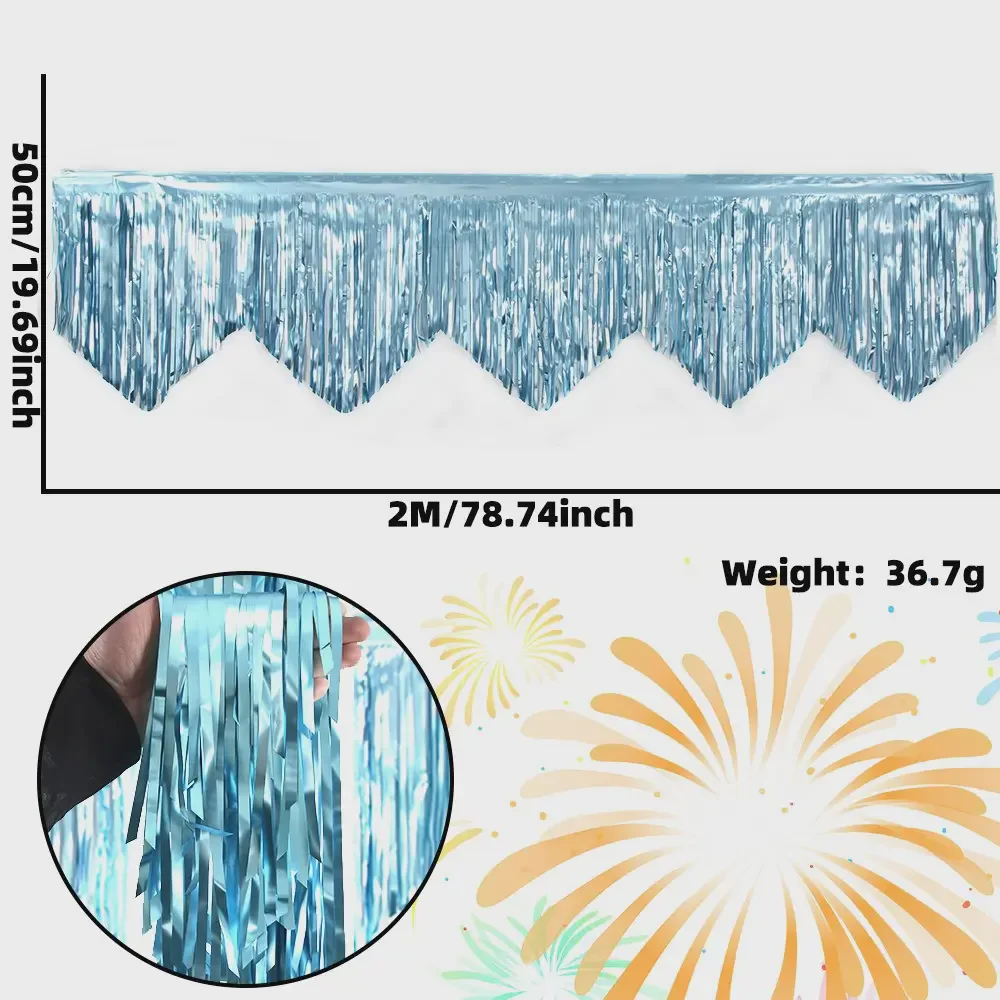 Thick Wavy Tinsel Curtain 50x200cm Birthday Party Backdrop Banner Fringe Garland Hanging Ornament for Weddings