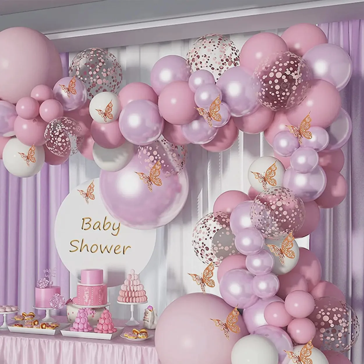 Metallic Pink Butterfly Balloon Party Decor