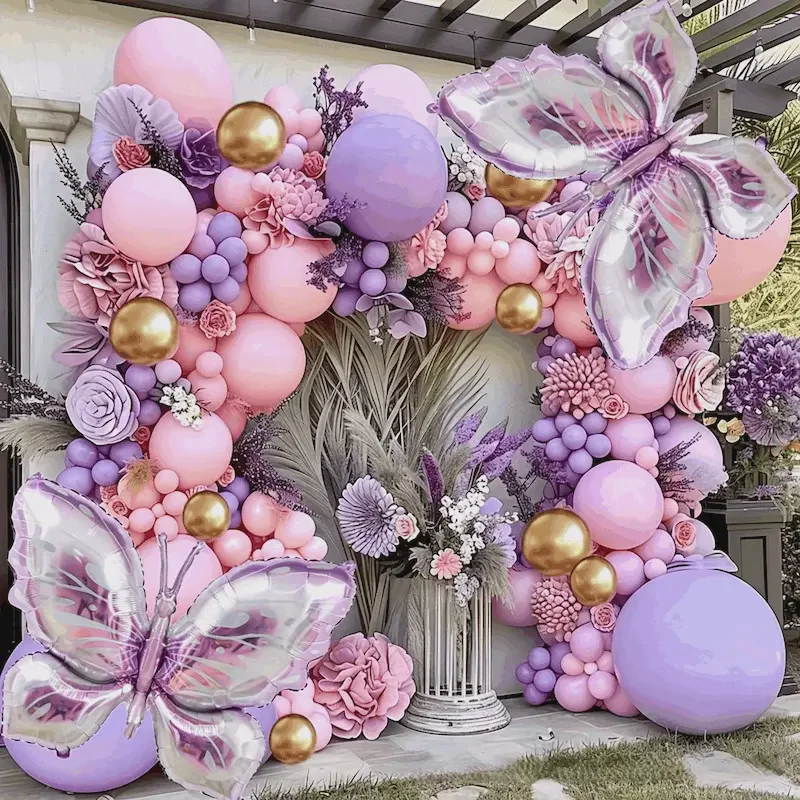 Butterfly Balloon Arch Set – Foil Latex Combo Decoration for Girls Party