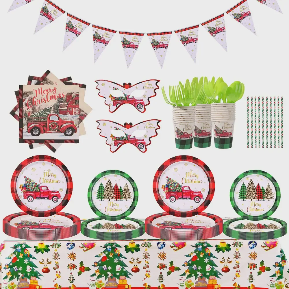 Red truck christmas plates Red truck christmas plates