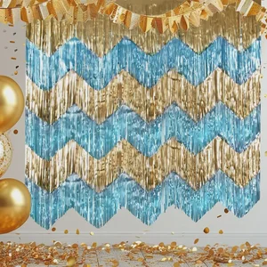 50x200cm Thick Wavy Tinsel Curtain – Birthday Party Backdrop Banner Fringe Garland Hanging Ornament