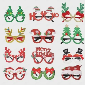 Wholesale Digital Christmas Glasses Frame Kids Top Hat Antler Cartoon Costume Photo Prop Decoration New Year Eyewear Bulk