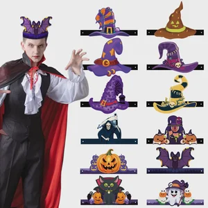 Bulk Halloween Party Witch Hat Paper Headbands Wholesale Ghost Festival Cosplay Crown Hats Kids Character Role Play Supplies