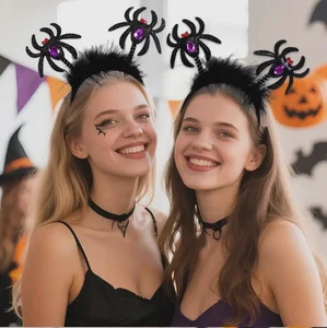 Halloween Funny Feather Bat Spider Headband – Party Photo Prop Kids Performance Costume Headwear | Glitter Bat Wings & Spider Design for Spooky Fun