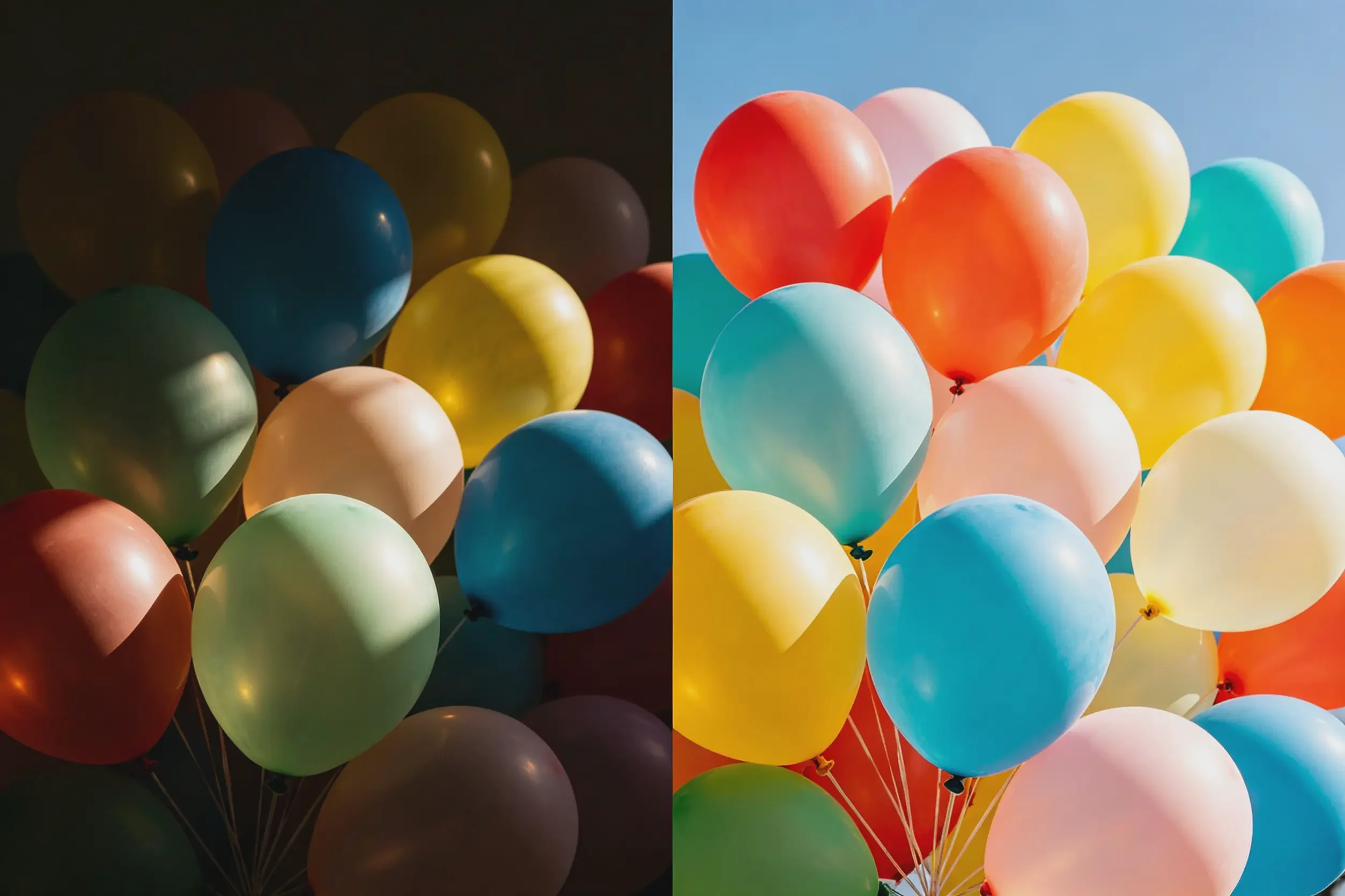 Balloons in shade vs sunlight Balloons in shade vs sunlight