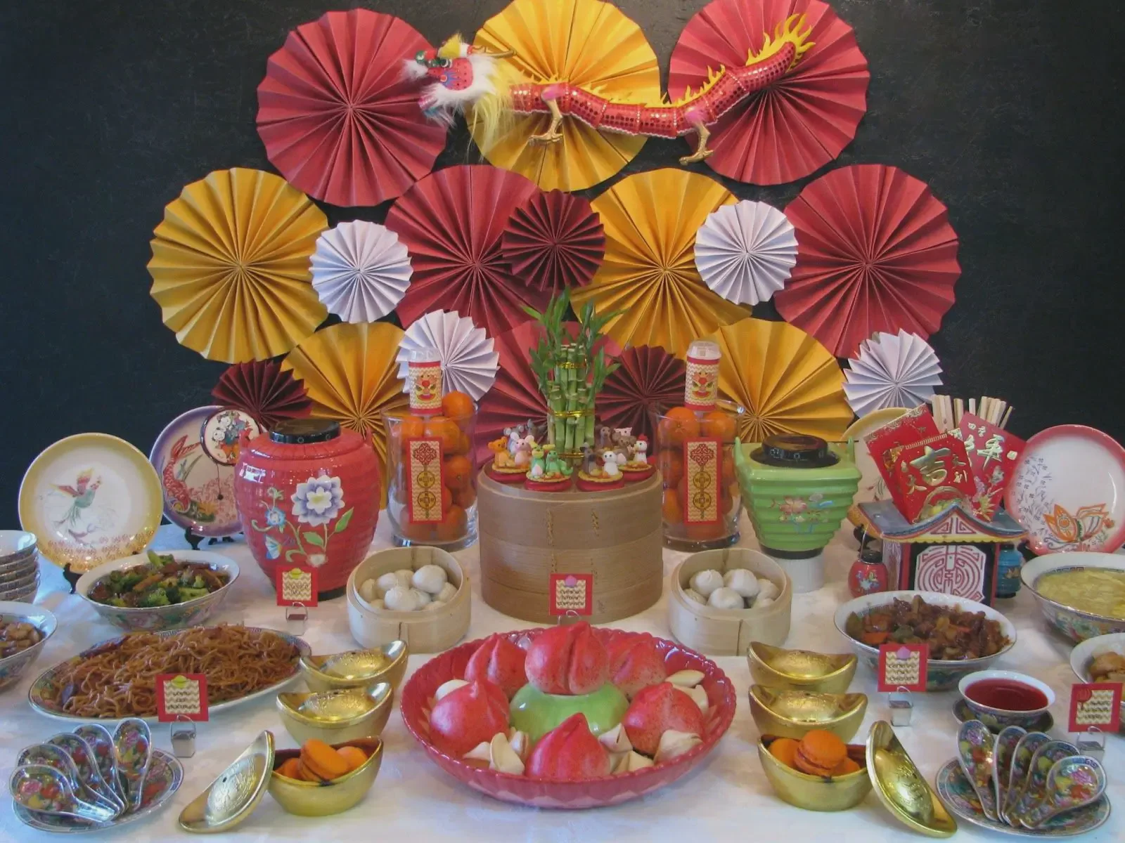 red egg and ginger party decorations